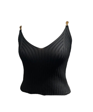 Dames hemd met gouden haak 47cm | Zwart