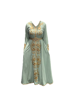 Kaftan avondjurk feestjurk met riem | Mint Groen