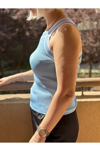 Body hemd blouse sportieve dameshemd met brede band | Blauw