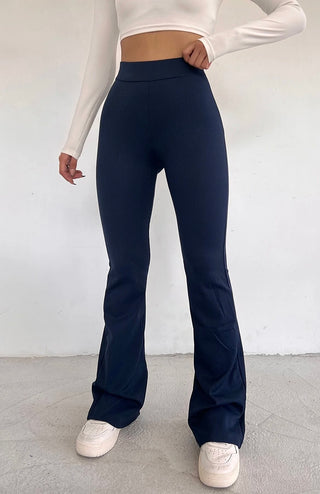 blauw flared leffing broek