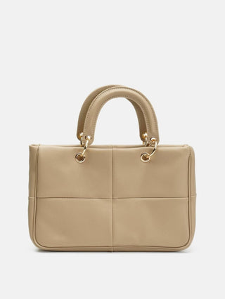 Damestas effen leren handtas | Beige