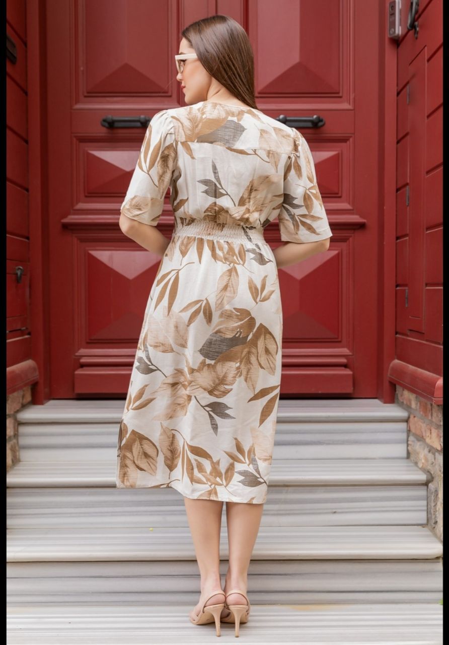 Jurk bladeren top print