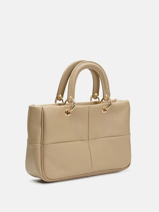 Damestas effen leren handtas | Beige