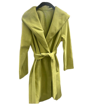 Mantel jas dames met zakken en riem | Groen