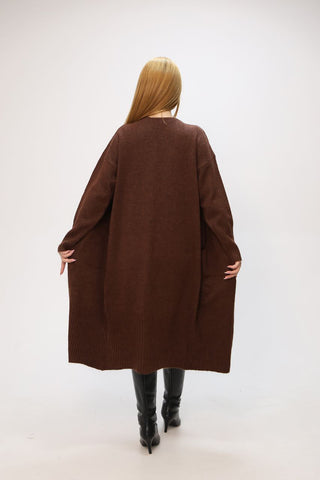 Damesvest lang met zakken | Bruin