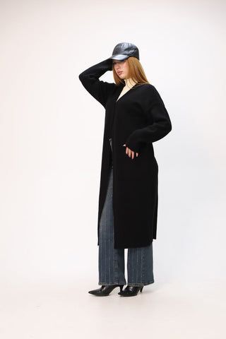 Damesvest lang met zakken | Zwart