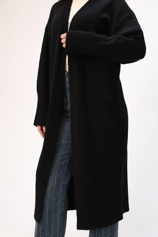 Damesvest lang met zakken | Zwart