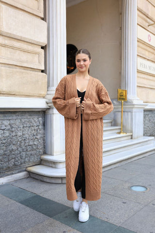 Gebreide dames vest voor dames lang | Taba kleur