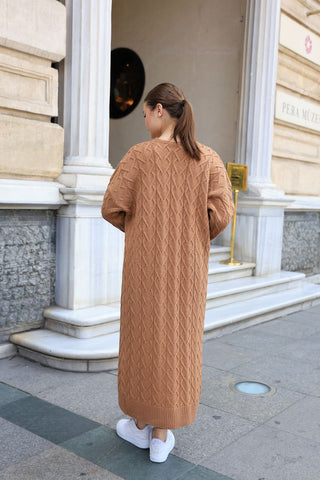 Gebreide dames vest voor dames lang | Taba kleur