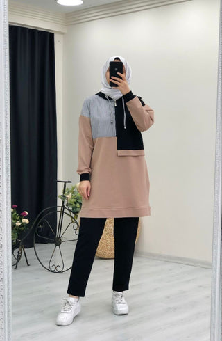 2-delig dameskleding combi latte zwart hijab mode | CHEYYS Mode