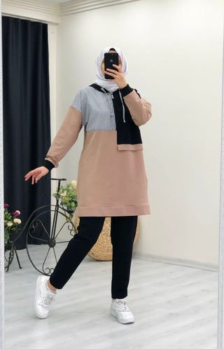 2-delig dameskleding combi latte zwart hijab mode | CHEYYS Mode