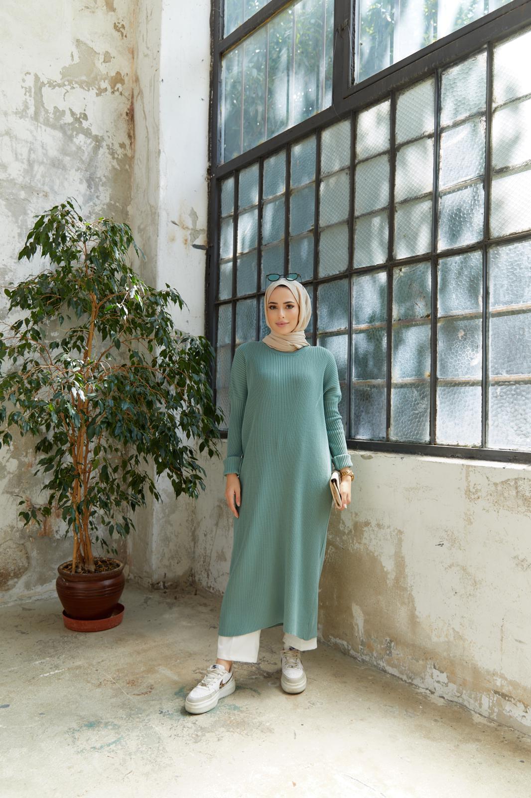 Tuniek trui dames lang Mintgroen kleur CHEYYS Mode