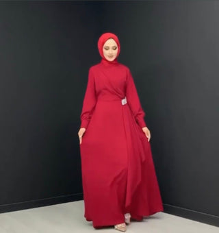 jurk-lang-rood-hijab-cheyys