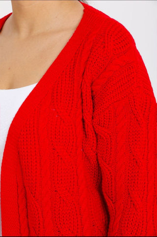 Damesvest-lang-gebreid-rood