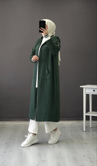 Damesvest-lang-met-rits-hijab-kaki-groen-cheyys-mode-online