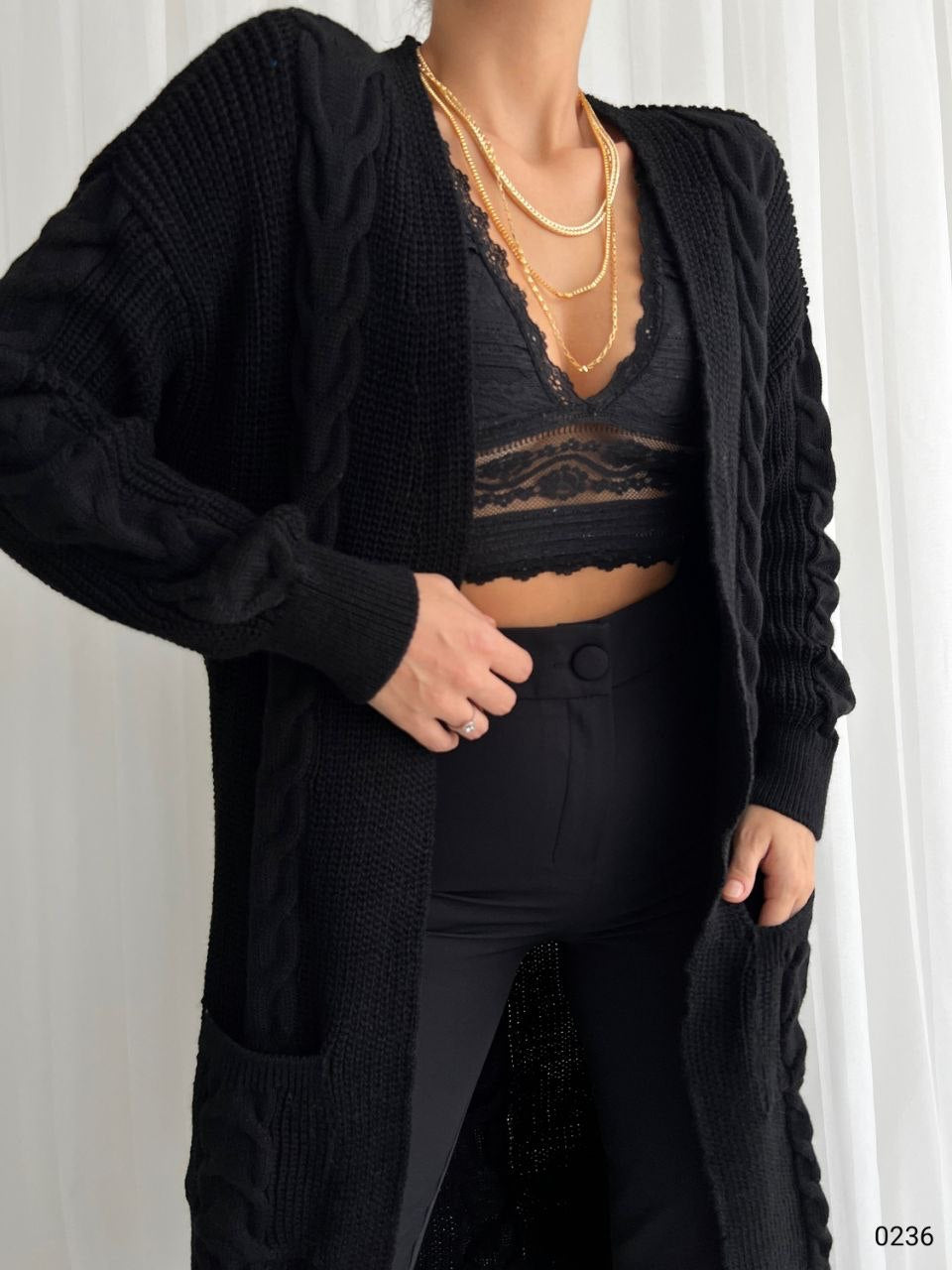 Dames Gebreide Vest Met Knopen Lange Mouwen Cardigan Met Zakken