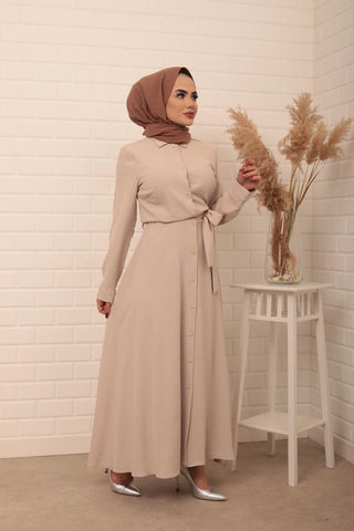 Creme Hijab Jurk lang aerobin stof - CHEYYS Mode