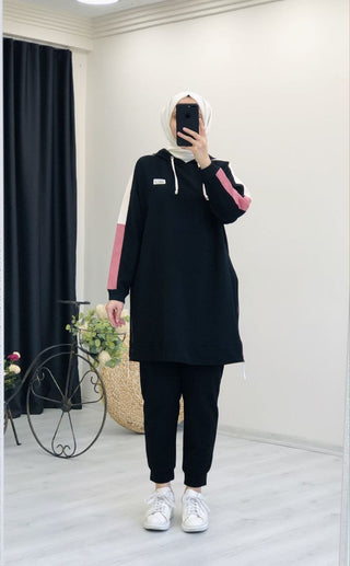 zwarte 2-delige dames combi hijab mode | CHEYYS Mode