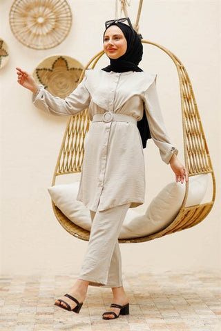 Hijab Fashion 3 delig. tuniek broek en riem Cheyys mode